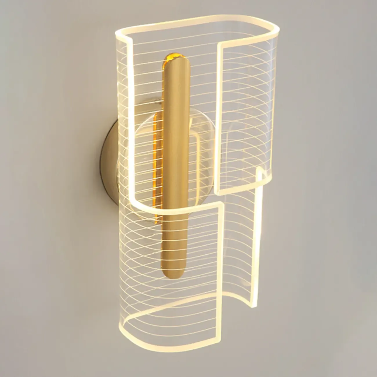 Modern Clear Acrylic Gold Ambient Wall Sconce