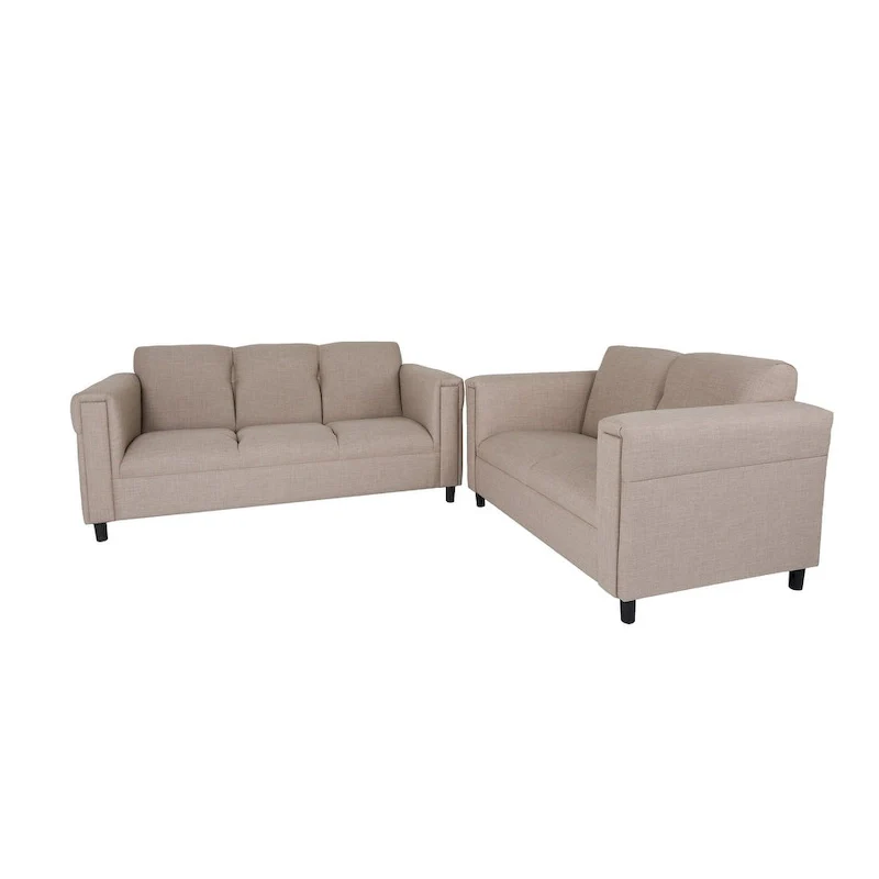 Coast to Coast Sofas Mid Century Modern Loveseat and Sofa Set Polyester Nylon Solid Wood Frame Upholstered