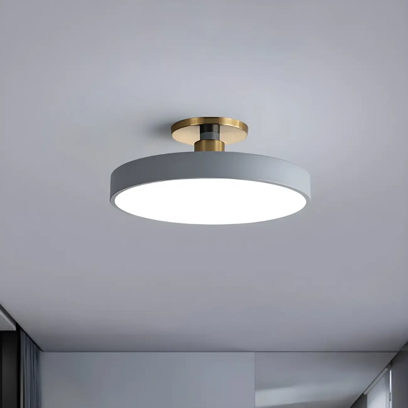 Blue Round LED Semi Flush Mount Ceiling Light