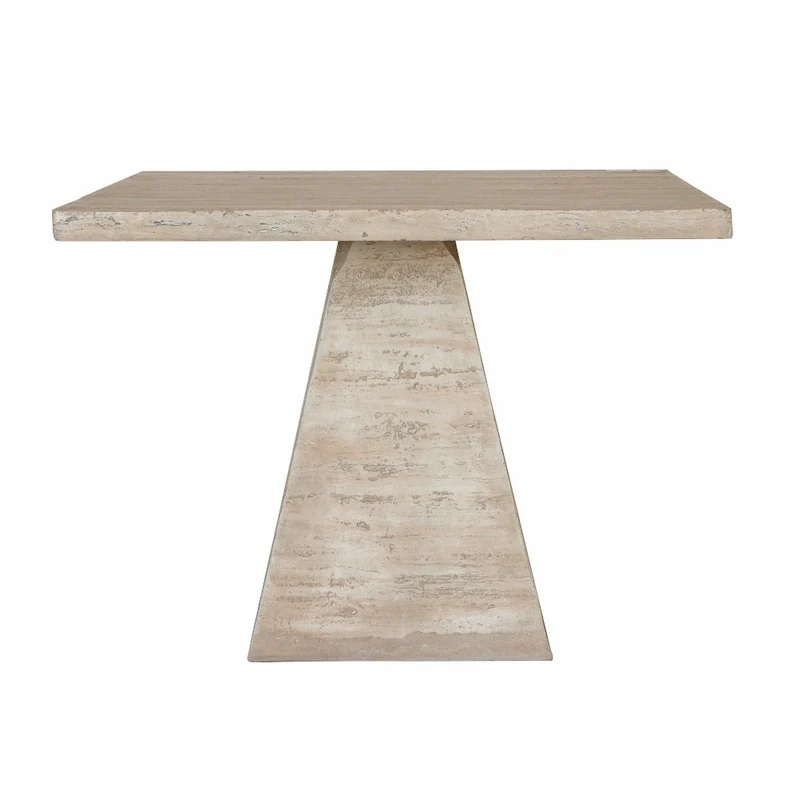 Cement Square Dining Table with Pedestal Base