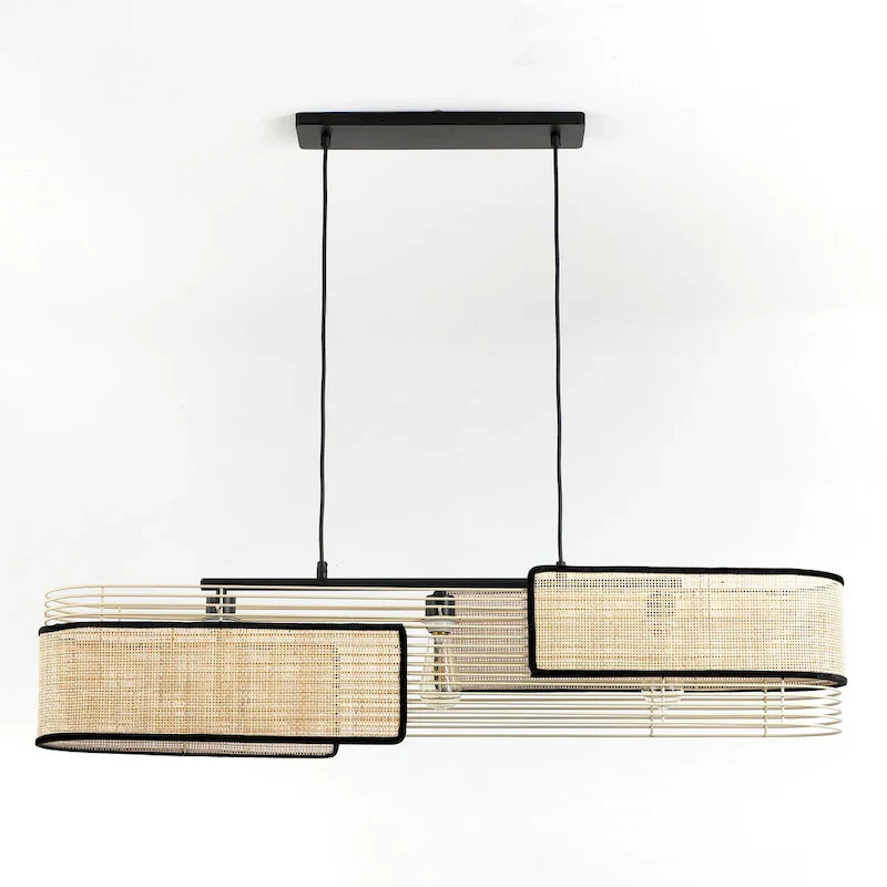 VidaLite Mazal - 3 Light Pendant - Modern Bohemian Style with Curved Wicker, E26 Bulb and Dimmable, UL