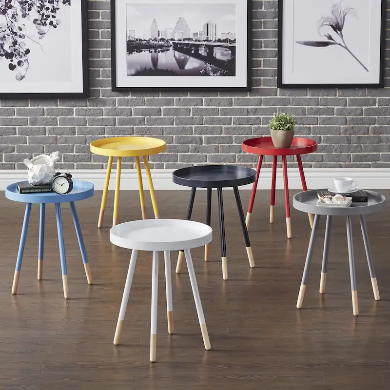 Marcella Paint-Dipped Round Tray-Top Side Table by iNSPIRE Q Modern