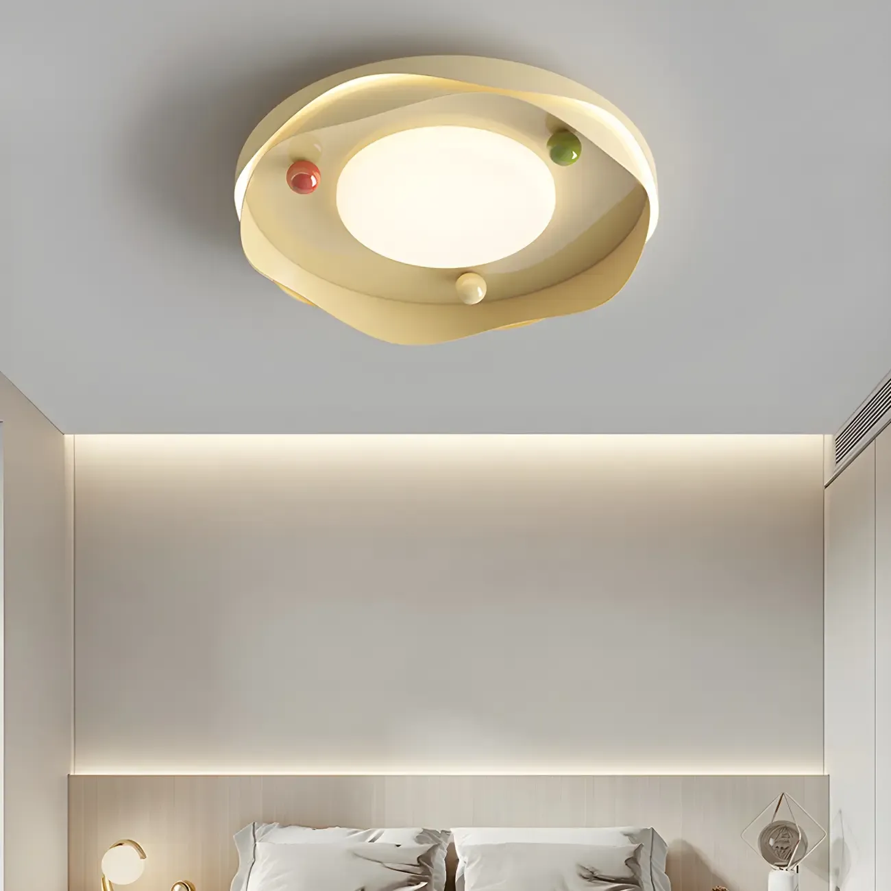 White Round Chic LED Dimmable Flush Mount Ceiling Light