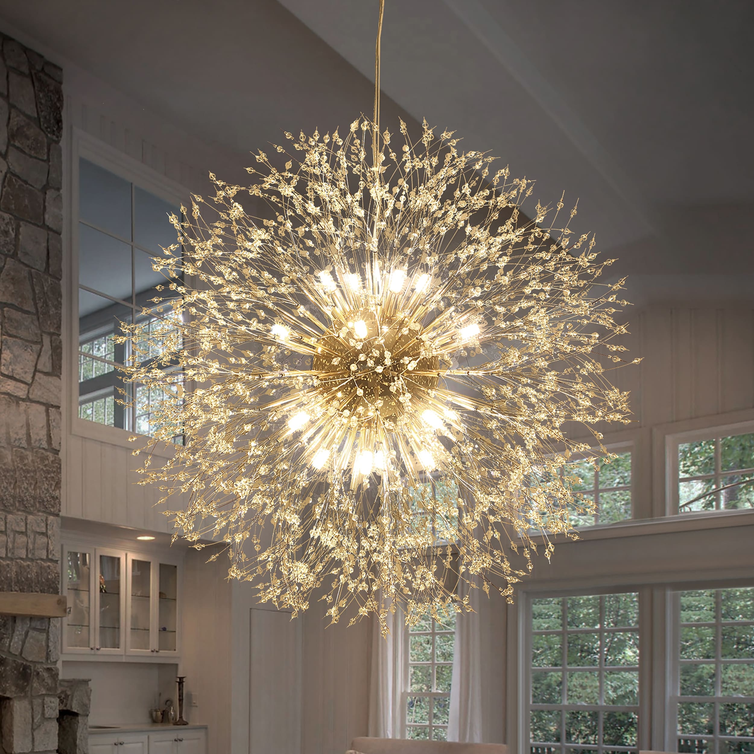 Contemporary 16/20/24-Light Glam Firework Crystal Sputnik Chandelier Dandelion Pendant Light