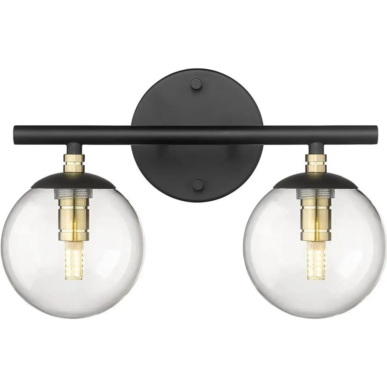 Wall-Mounted Spherical Black Glass Vanity Light