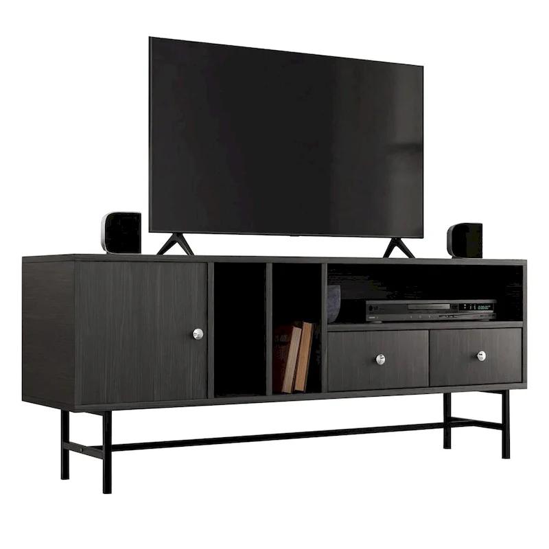 Rochester 2-Drawer 4-Shelf TV Stand Credenza with Iron Legs