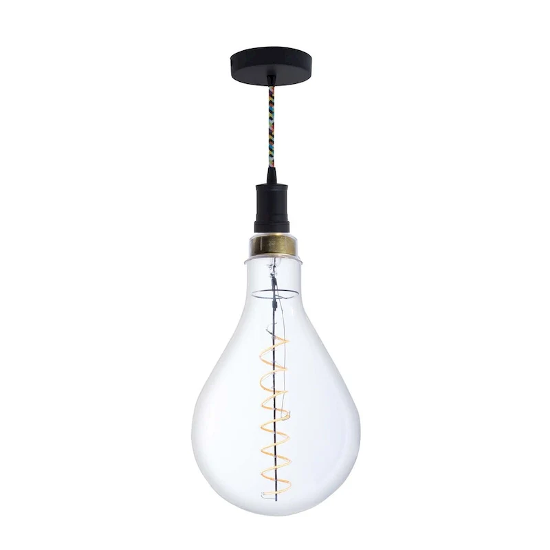Bulbrite LED Grand Bulb and Pendant Kit of (1) 4 Watt Clear Glass 13  Pear Shaped Bulb