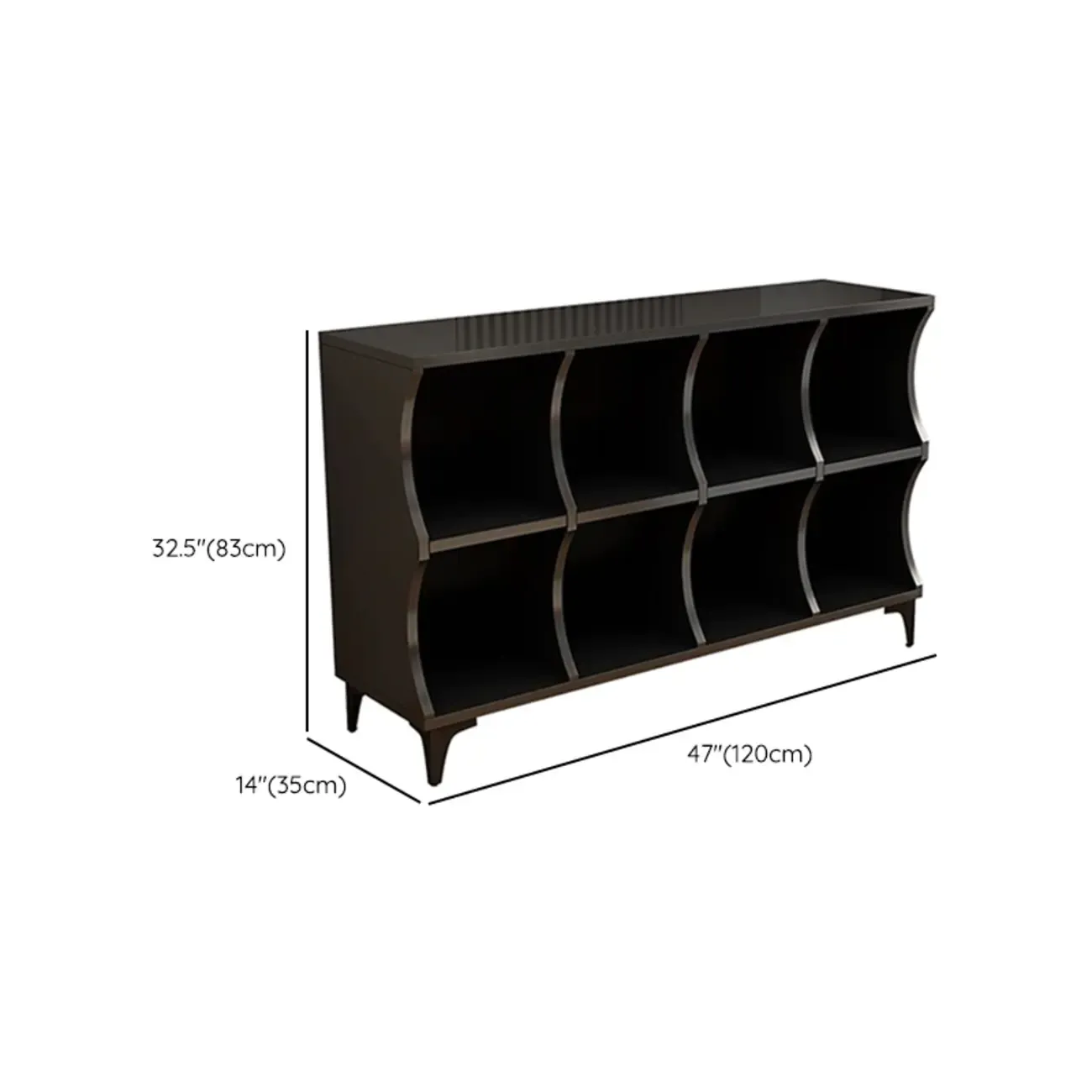 Modern Black Wooden 2-Tier Modular Cube Bookcase
