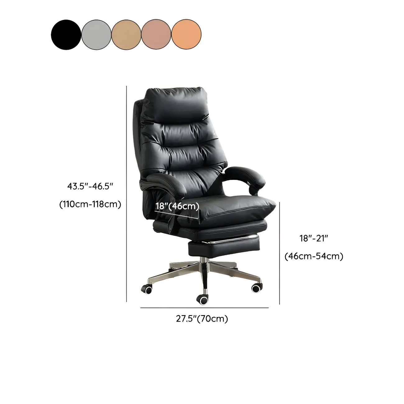 Ergonomic Leather Reclining Executive Office Chair with Footrest