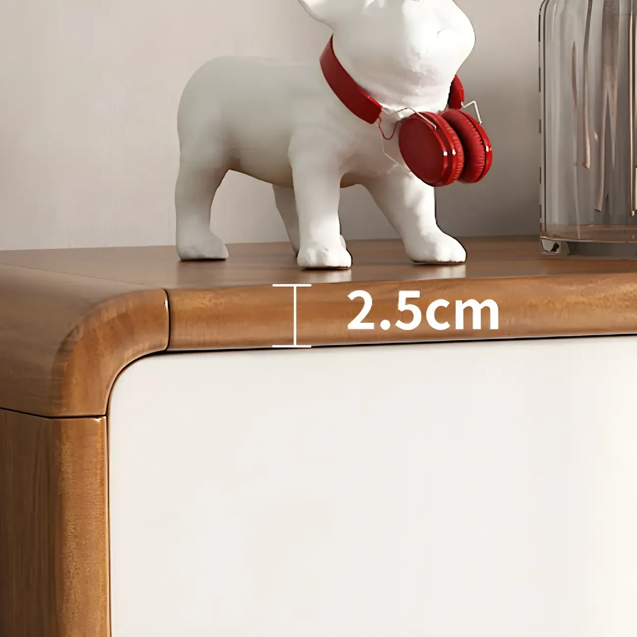 Traditional White-Brown Wooden Double Dresser Arched Edge