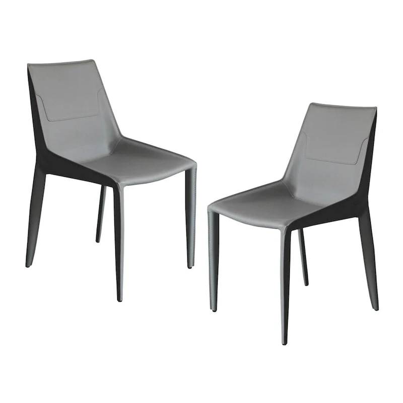 Modrest Halo Modern Light Grey Saddle Leather Dining Chair (Set of 2)