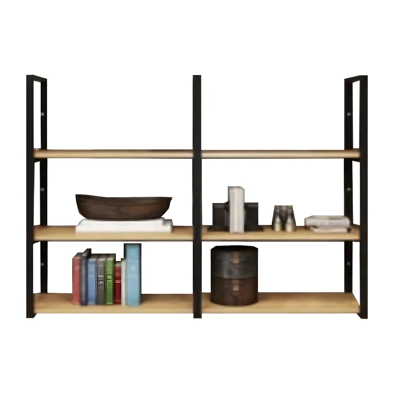 Industrial Wall-Mounted 3-Tier Wood Display Shelf