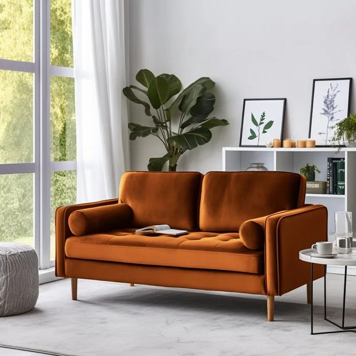 Banavos 58   Velvet Square Arm Loveseat