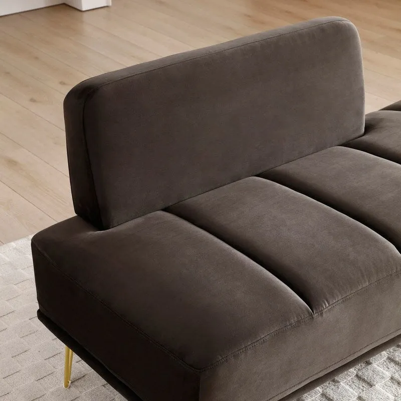 56.3Inch Width Modern End of Bed Bench,Velvet Fabric Upholstered 2 Seater Sofa Couch Entryway Ottoman Bench,Grey