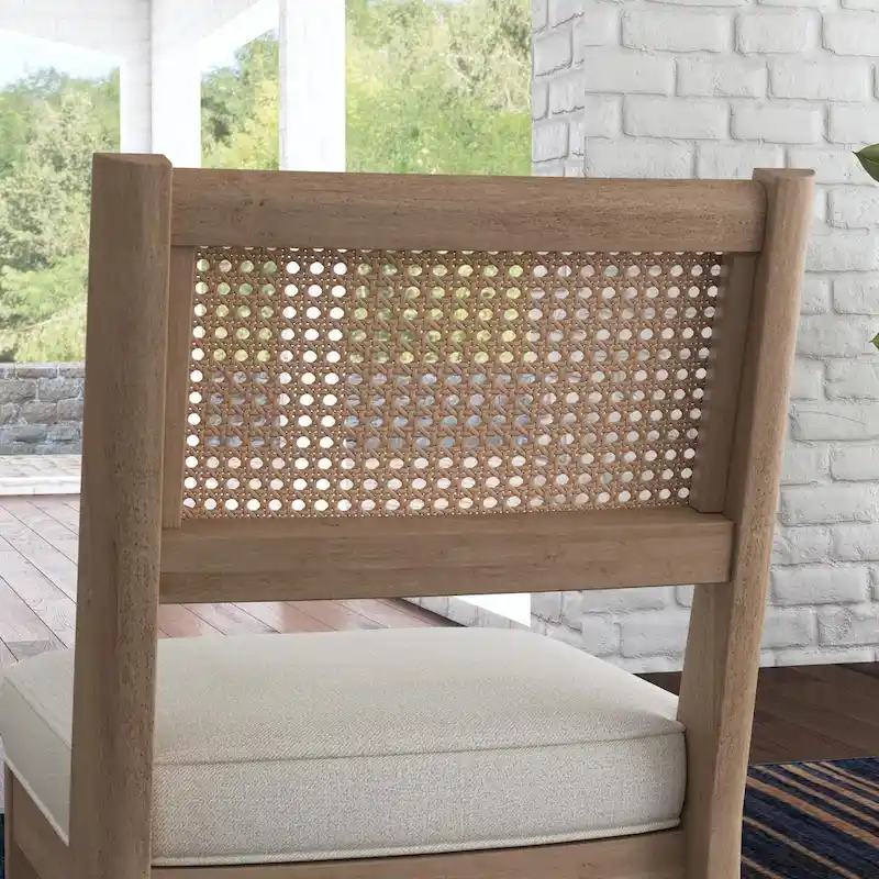 Brentwood 5-Piece Brown Wood Round Table and Cane Back Chair Dining Set - 47 x 30 x 47