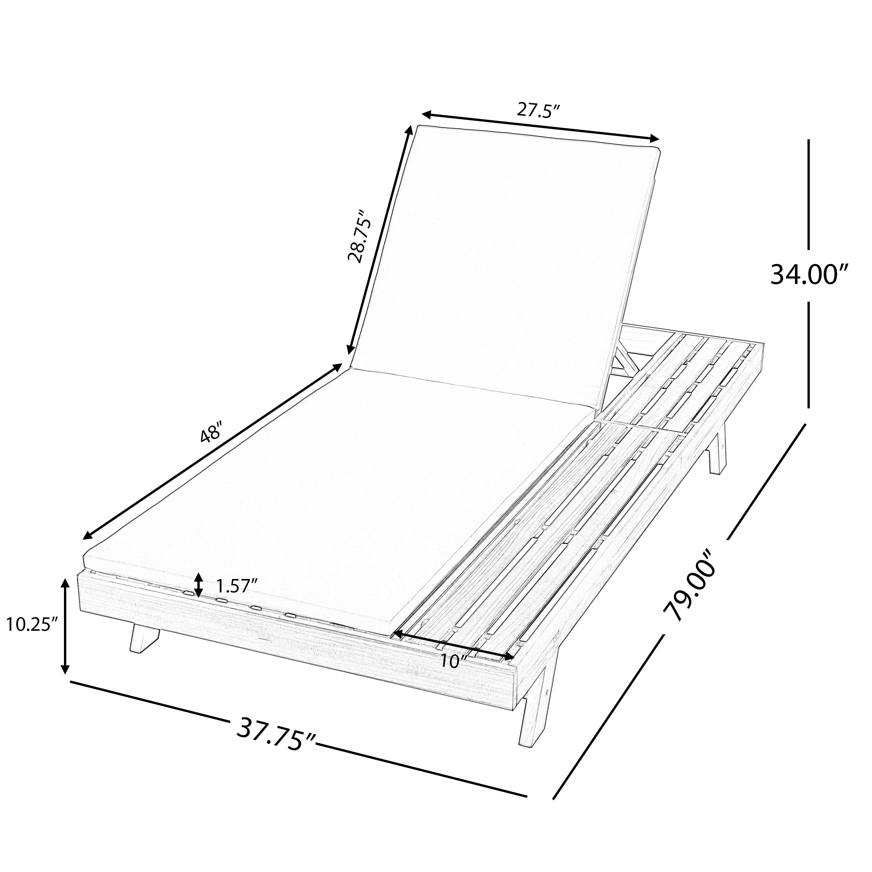 Walker Edison | Teak Lounge Chaise Sunbed