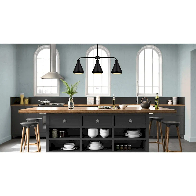 Byck 3 Light Pendant, Black Finish