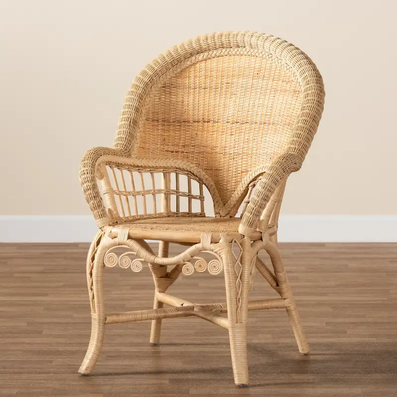 bali & pari Ratu Modern Bohemian Natural Brown Rattan Accent Chair