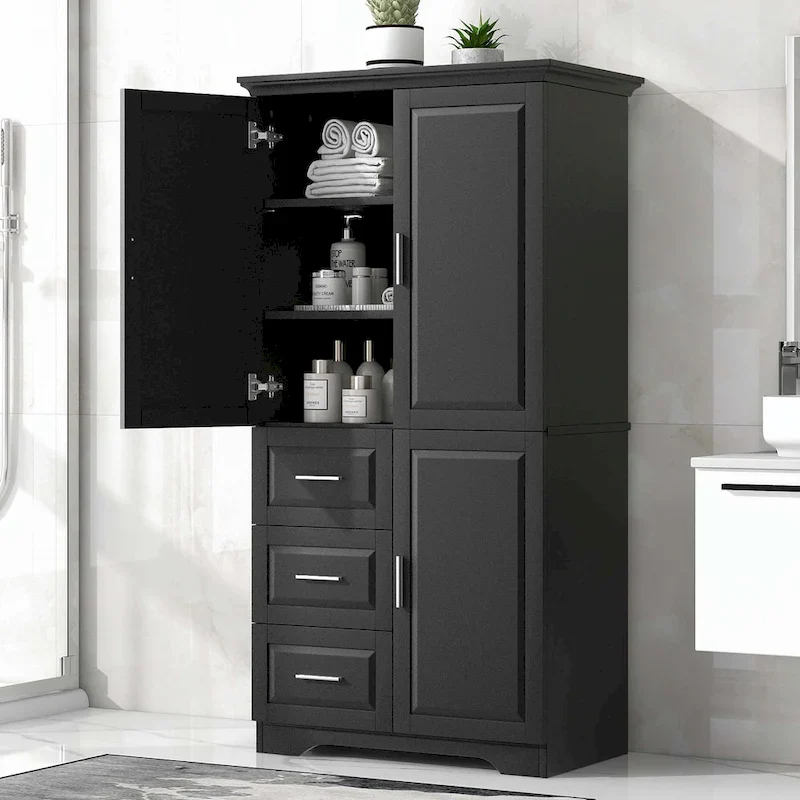 Bathroom Storage Cabinet with Drawers and Adjustable Shelf
