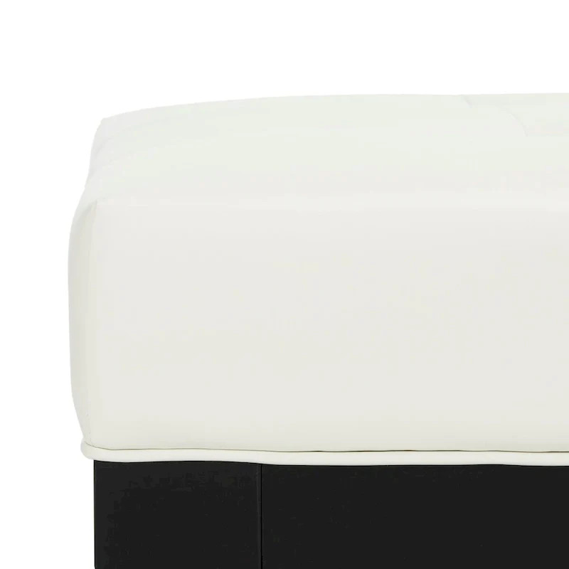 SAFAVIEH Perri Square White Leather Ottoman