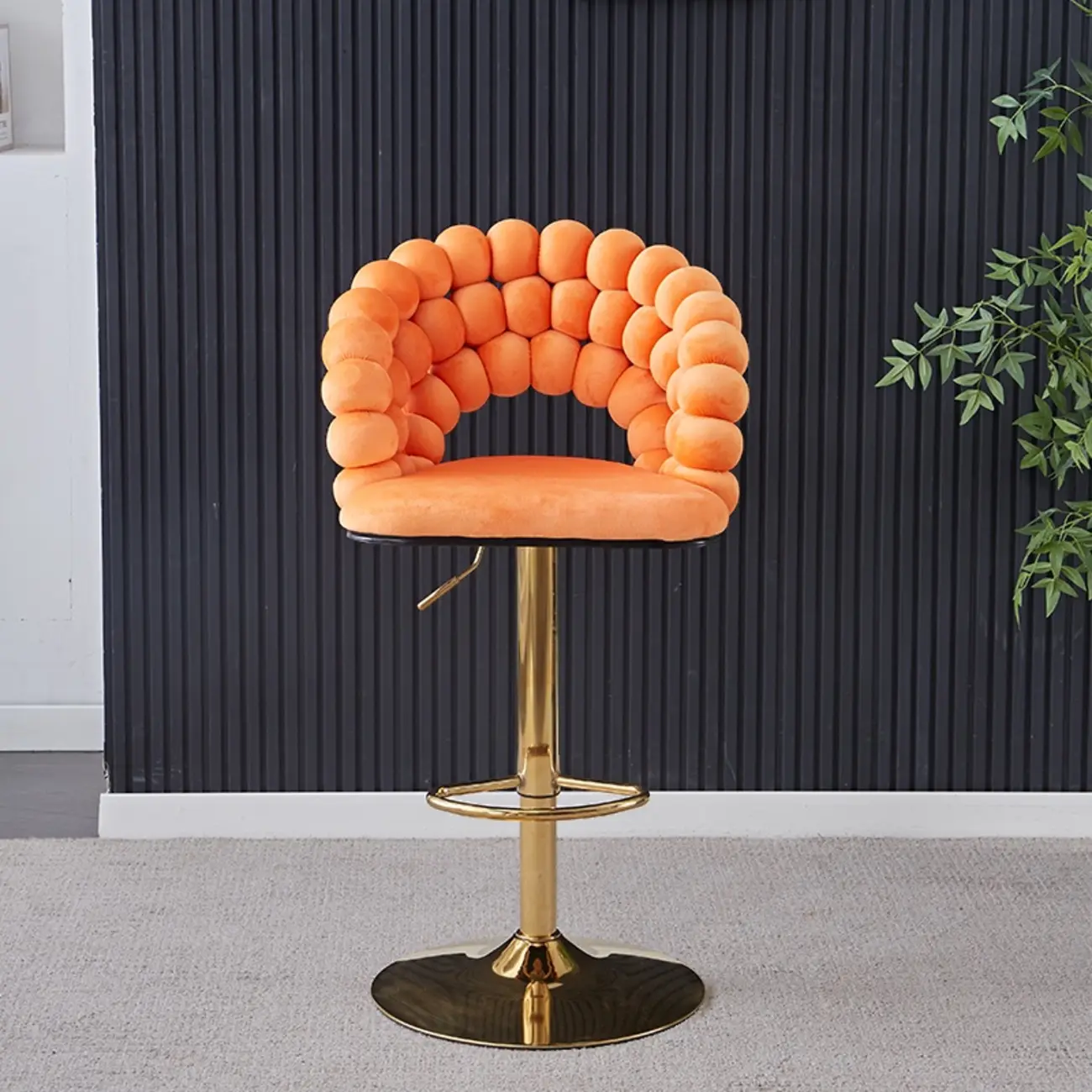 Glam Swivel Saddle Fabric Adjustable Height Bar Stool with Arms