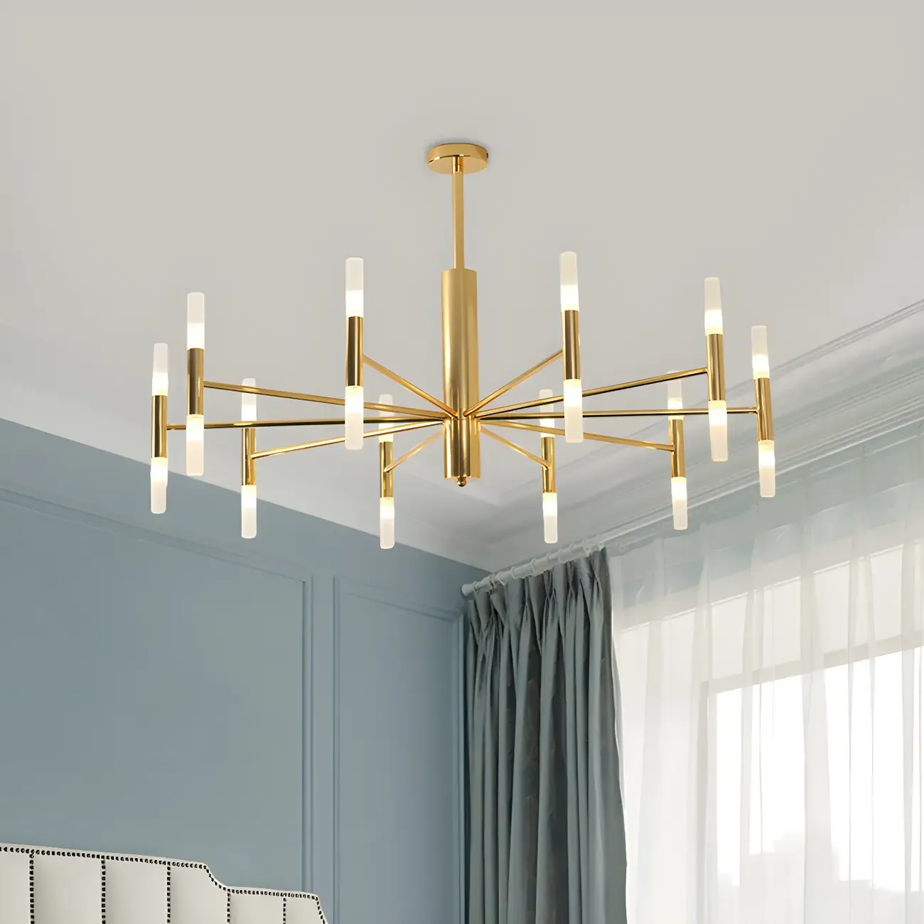 Elegant Tube-shaped Glass Shade Multi-light Chandelier