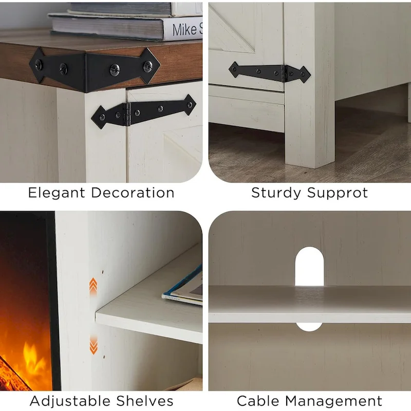 Farmhouse Fireplace TV Stand, Rustic Entertainment Center