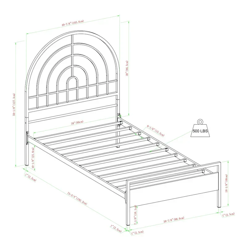 Walker Edison Modern Metal Arch Twin Bed Frame