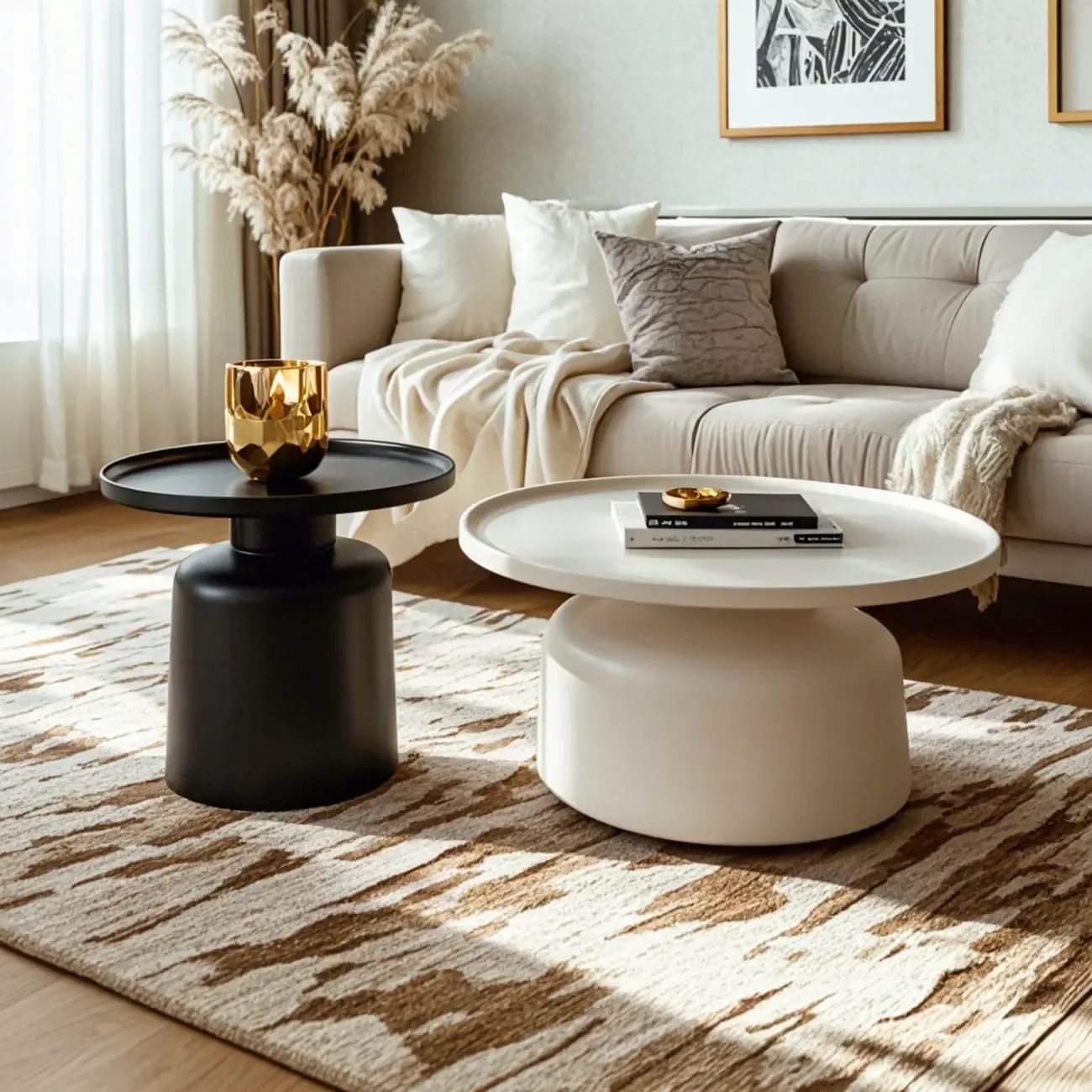 1 Tier Minimalist Small Nesting Coffee Table with Tray Top