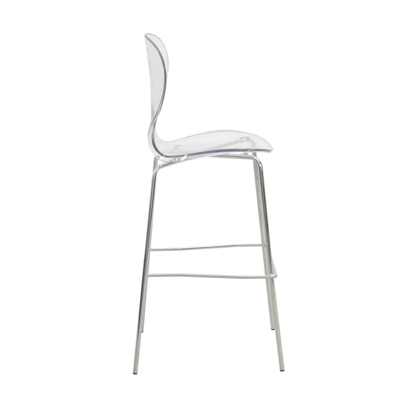 Acrylic Barstool with Steel Frame in Chrome Finish Oyster Series Set of 2