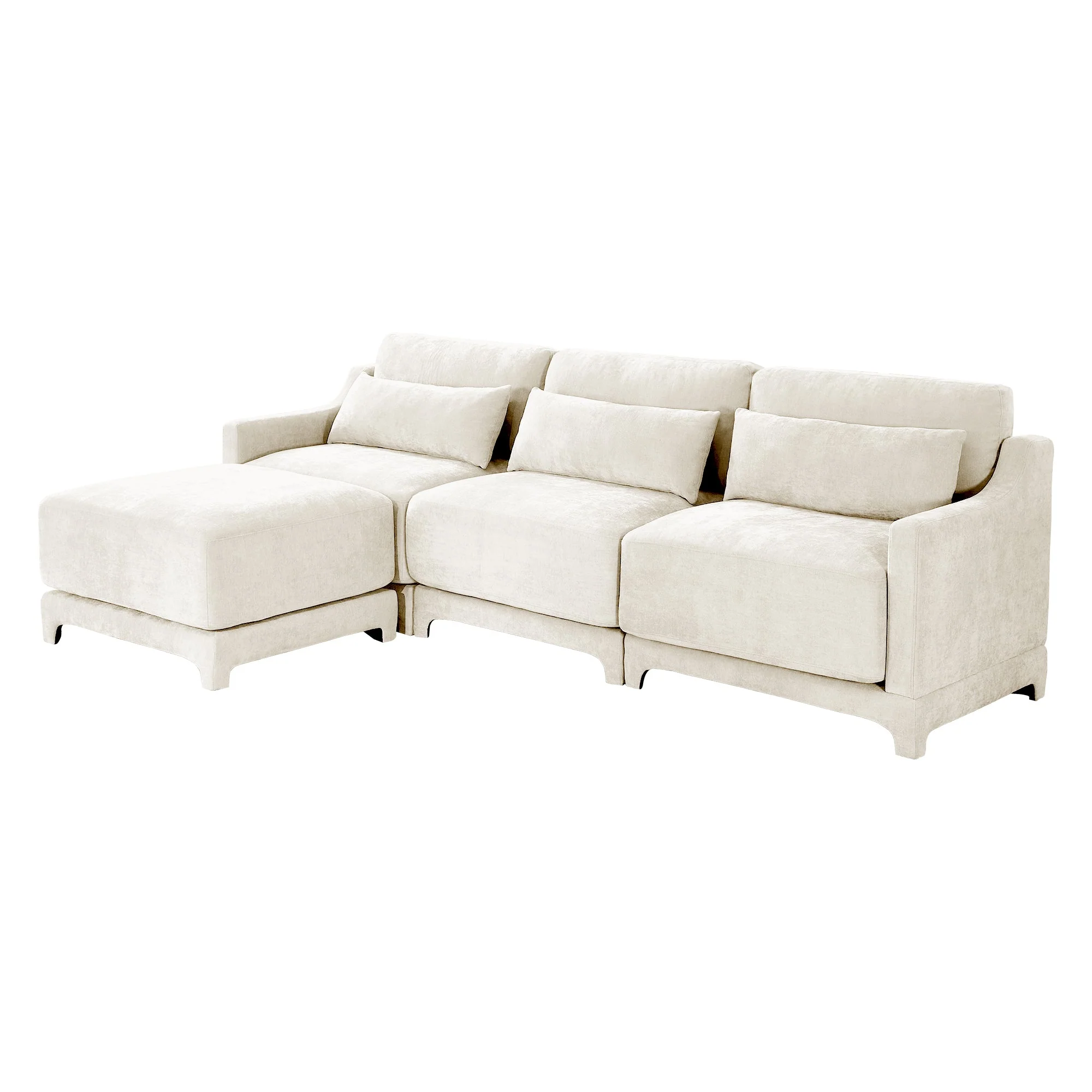 Walker Edison | High-Resilience Foam Chenille Sectional Sofa with Ottomans