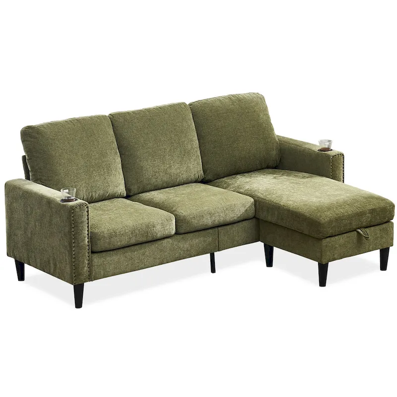 Modern Design Chenille 3 Seat L-Shape Sectional Sofa