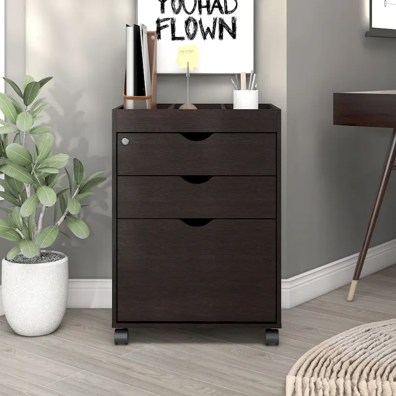 Jolene Contemporary 3-Drawer Lockable and Mobile File Cabinet by Furniture of America