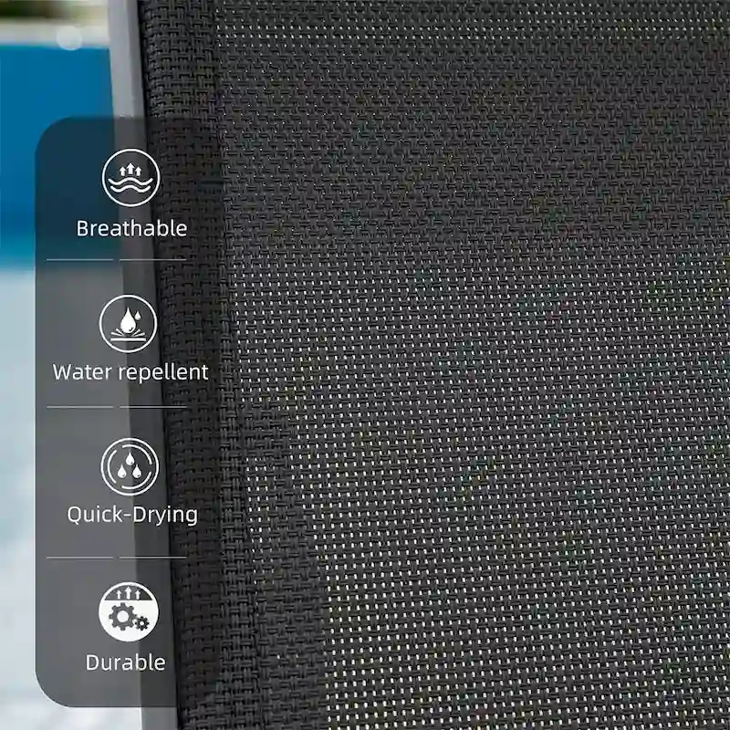 Patio Chaise Lounge Set, 3 Pieces Aluminum Adjustable Pool Lounge Chairs Sunbathing Recliner with Headrest, 1 Table