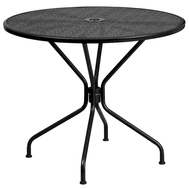 35-inch Round Steel 3-piece Patio Table Set with Round Back Chairs