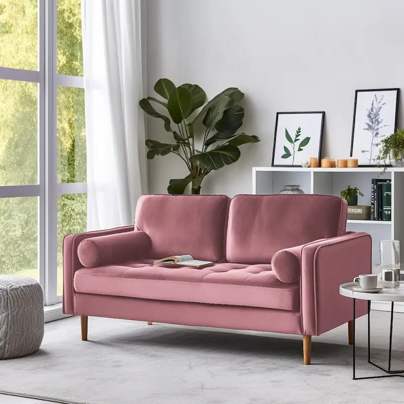 Banavos 58   Velvet Square Arm Loveseat