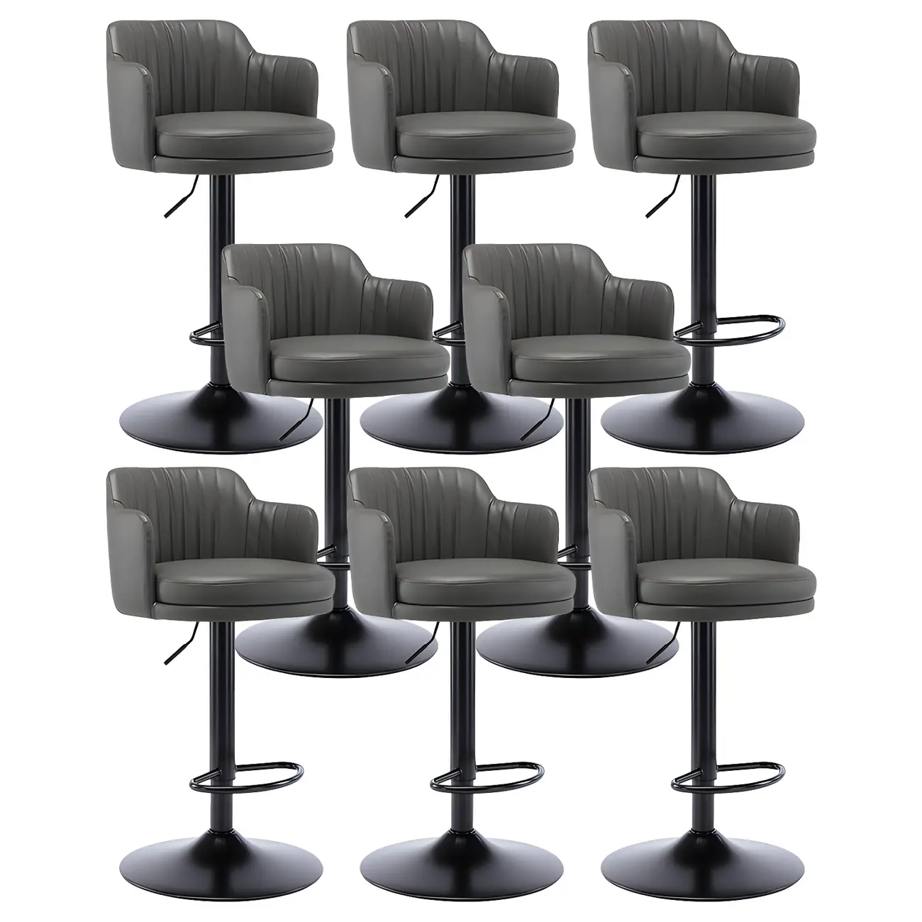 Modern Leather Armrests Swivel Adjustable Bar Stool