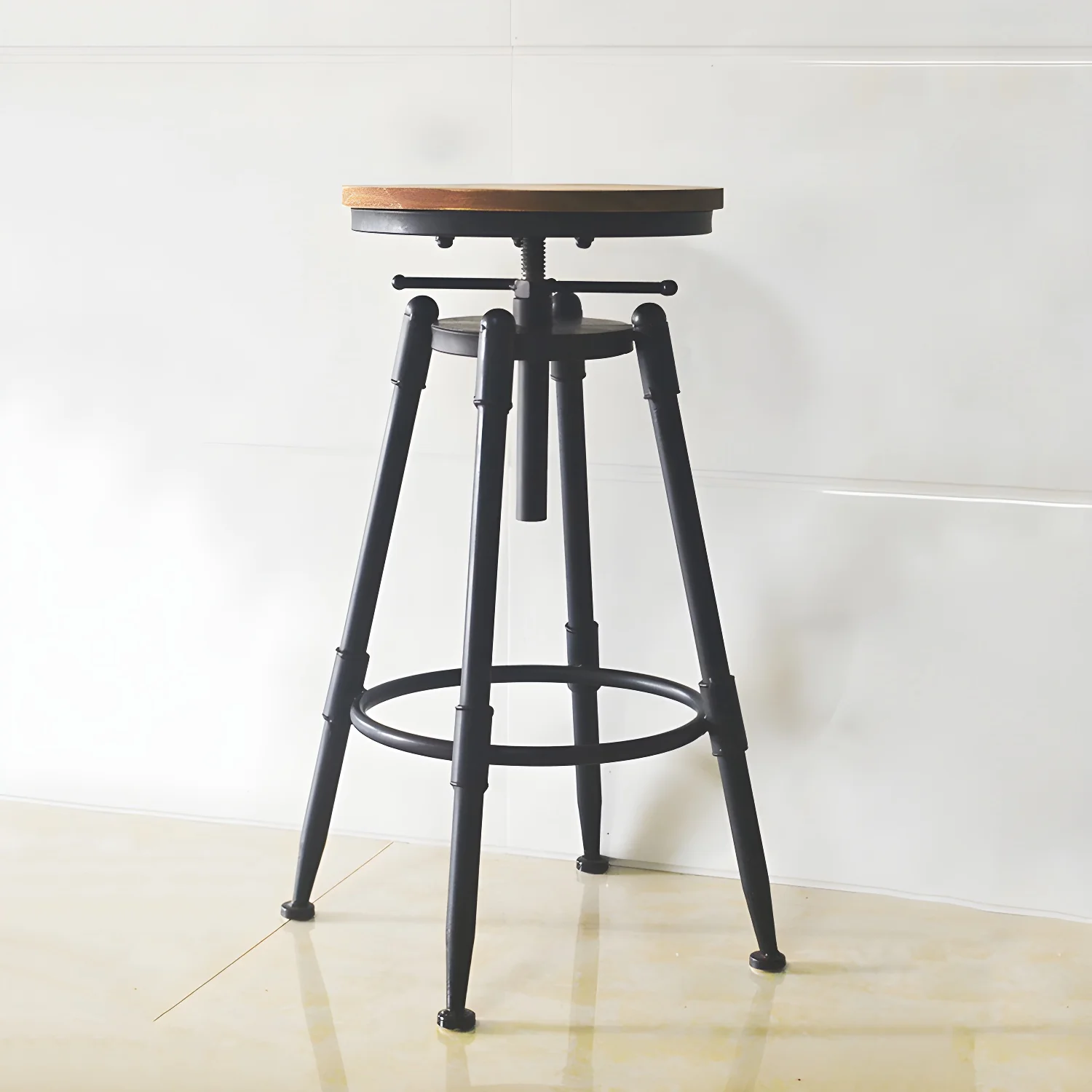 Industrial Metal Leather Swivel Bar Stools with Back
