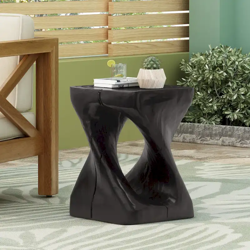 MGO Twist Shape Side Table, Wood-like Texture