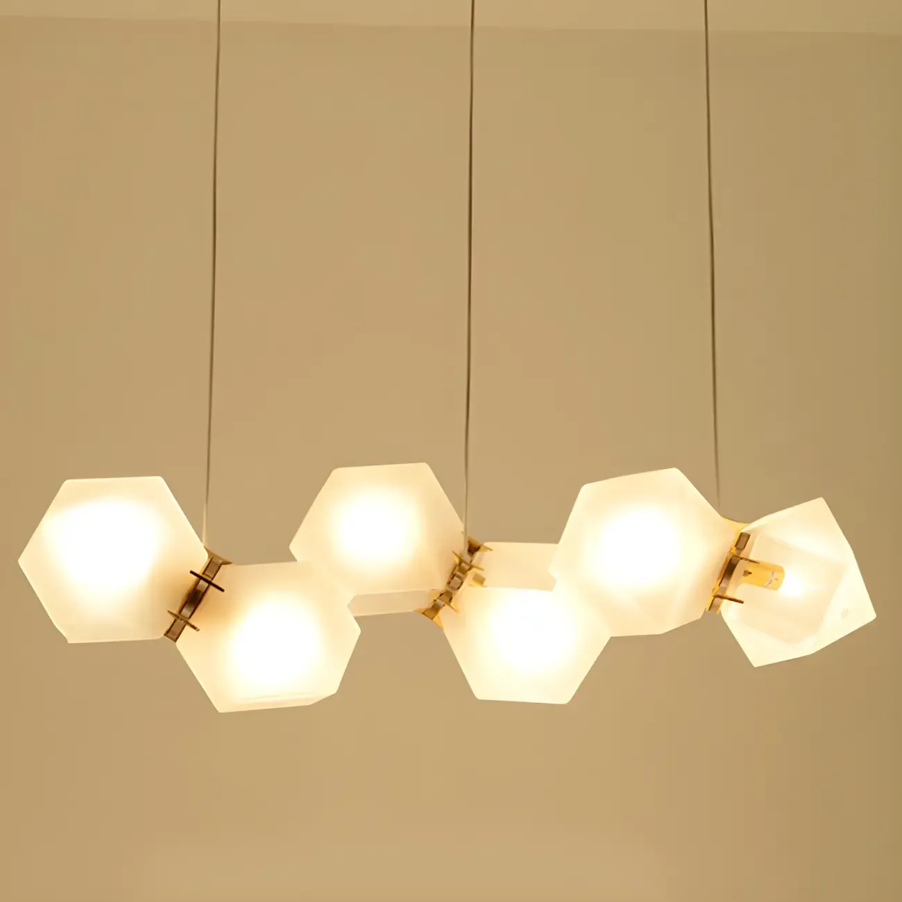 Simple Modern Glass Hexagonal Island Pendant Light