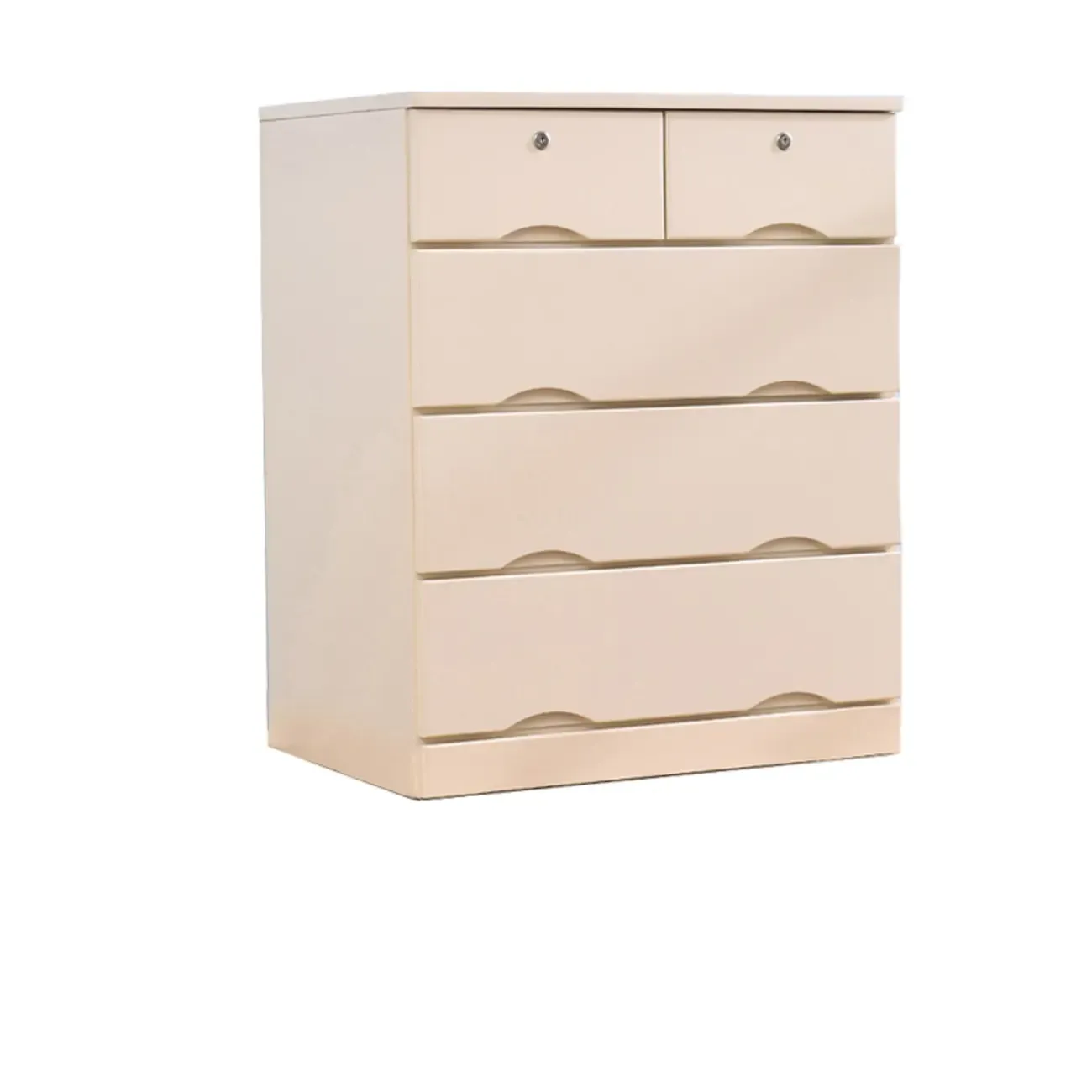 Natural Wood Double Dresser with Lockable Drawer