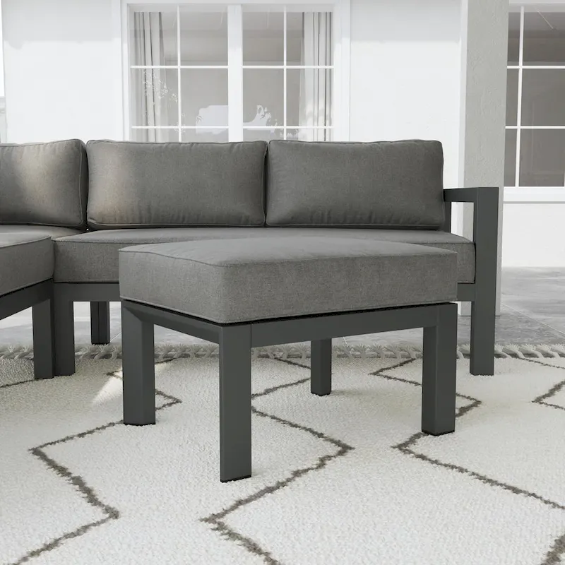 Grayton Gray Aluminum Ottoman - 26 x 18 x 21