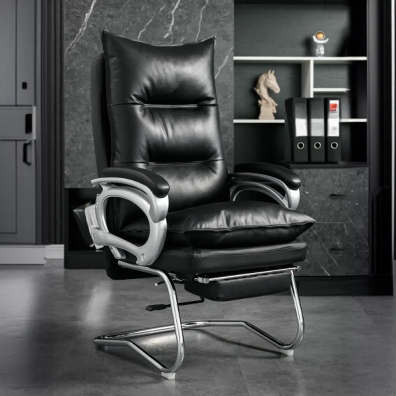 Elegant Brown Leather Reclining Executive Office Chair