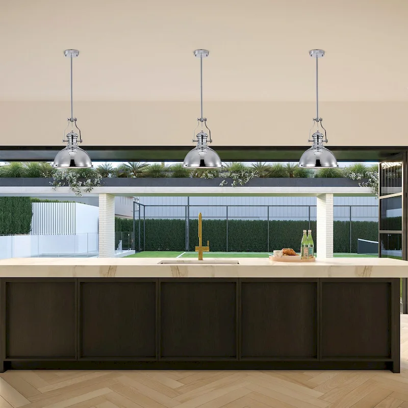 Didia 1-Light 13-Inch Chrome Dome Pendant