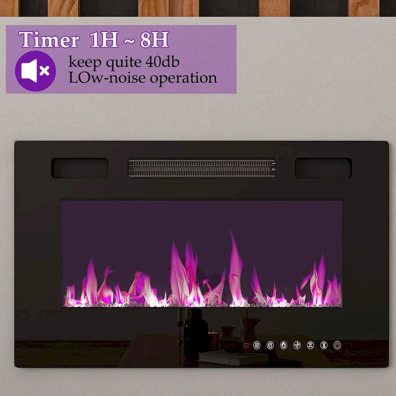 Ambient Electric Fireplace and Durable TV Stand Energy Efficient