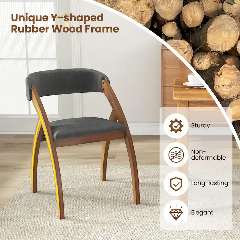 Gymax Dining Chair Set of 4 w/ Padded Cushion Curved Back Arched