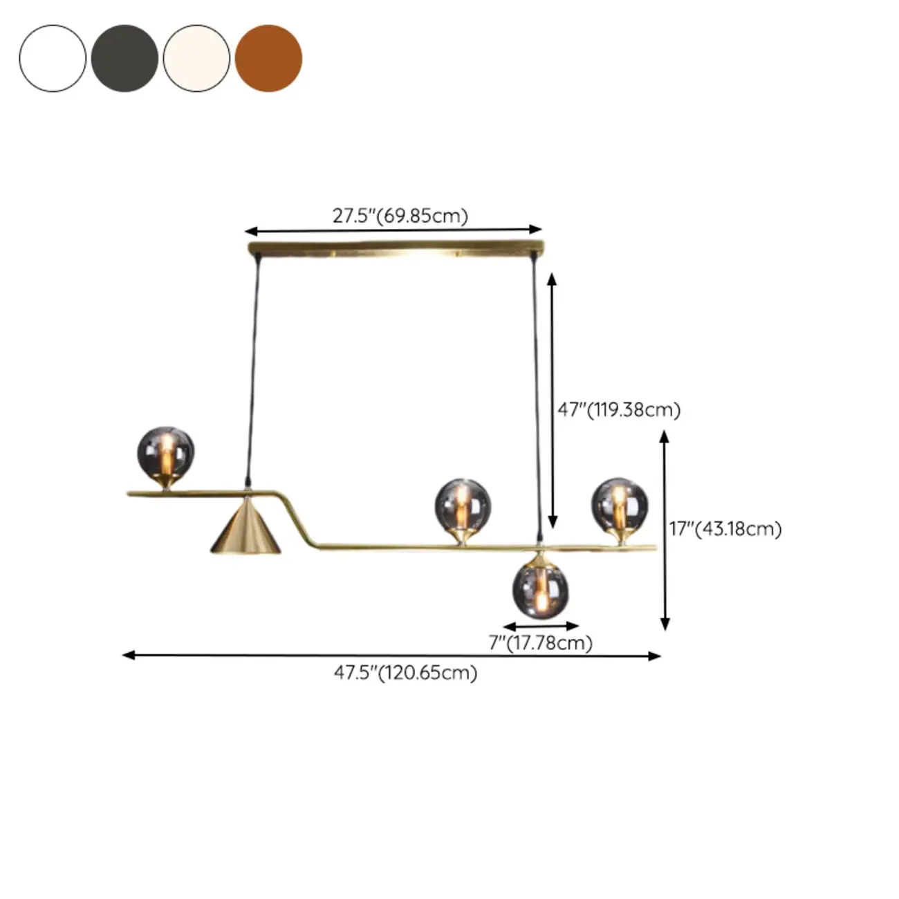 Dining Area Modern Brass Glass LED Island Pendant Light