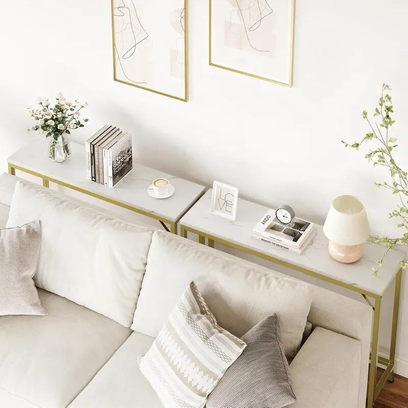 Console Table, 2-Tier Entryway Table with Storage, Narrow Sofa Table with V Design