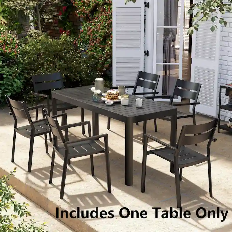 VredHom Outdoor Aluminum Expandable Dining Table for 4-6 Persons - 46.1  / 63.8  (L) x 27.6  (W) x 29.9  (H)