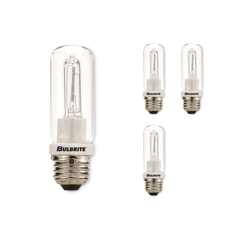 Bulbrite Pack of (4) 250 Watt 120V Dimmable T10 Halogen Mini Light Bulbs with Medium (E26) Base, 2900K Soft White Light